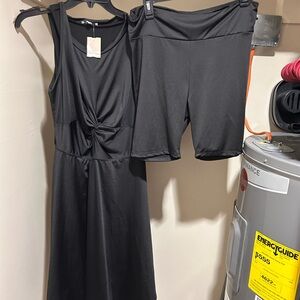 Black Dress and Shorts Set